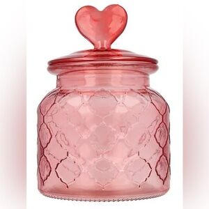 Pink Heart Glass Jar